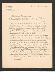 k.k. naturhistorisches Hofmuseum, Intendanzakten 1885-1896 (Hauer), Aktenzahl Z.18/1889, Seite 1